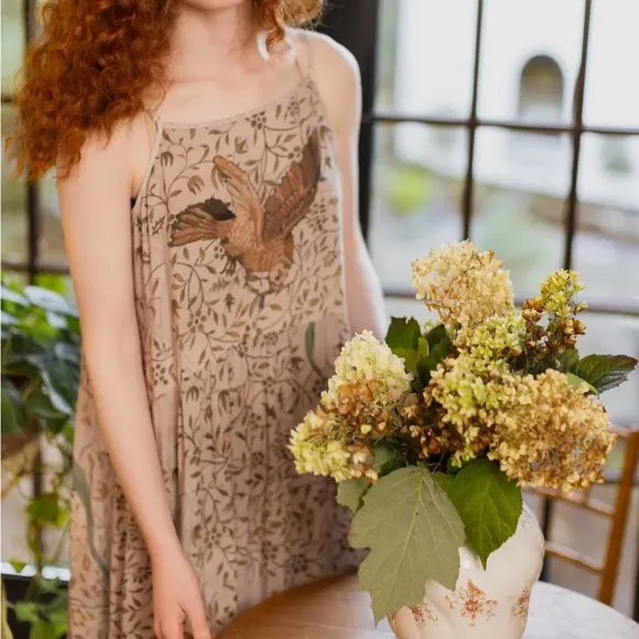 Market of Stars ✨ Folklore Floral Bird of Peace Bohéme Slip Dress