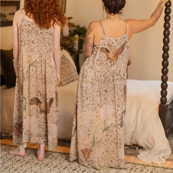 Market of Stars ✨ Folklore Floral Bird of Peace Bohéme Slip Dress