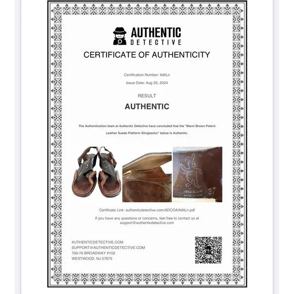Marni Platform Heels Size 37 EU 7 US Brown Patent Leather Slingback Authentic