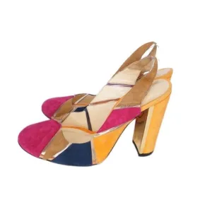 Marskinryyppy Suede Multicolored Slingback Heels, Size 39
