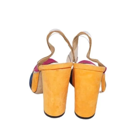 Marskinryyppy Suede Multicolored Slingback Heels, Size 39