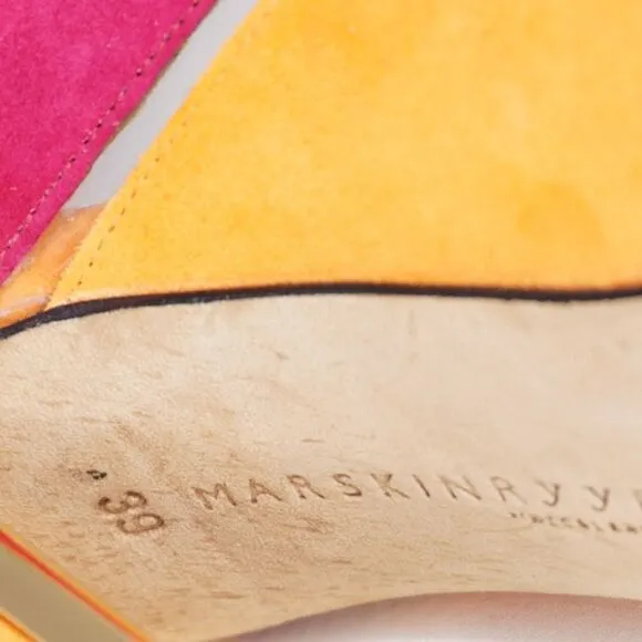 Marskinryyppy Suede Multicolored Slingback Heels, Size 39