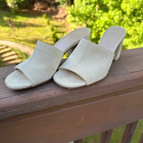 Maryam Nassir Zadeh Women's Peep Toe Block Heel Mules Beige