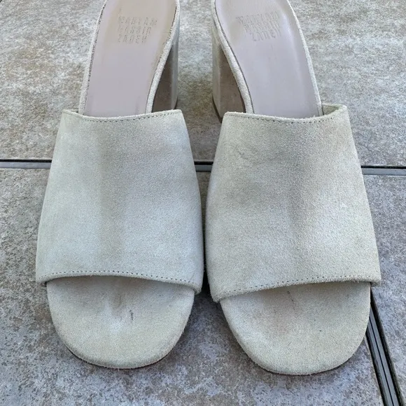 Maryam Nassir Zadeh Women's Peep Toe Block Heel Mules Beige