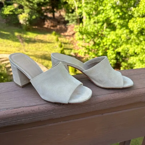 Maryam Nassir Zadeh Women's Peep Toe Block Heel Mules Beige