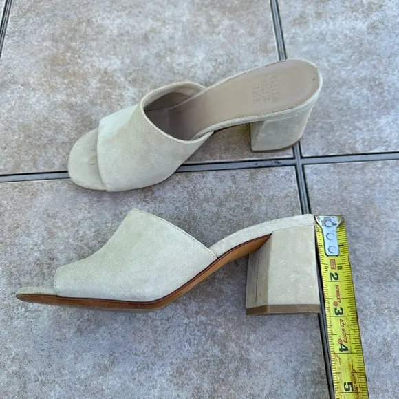 Maryam Nassir Zadeh Women's Peep Toe Block Heel Mules Beige