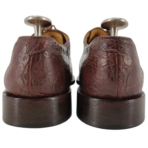 Mauri Italy Vintage Exotic Brown Alligator Dress Shoes Men 11 Cap-toe Oxfords 44