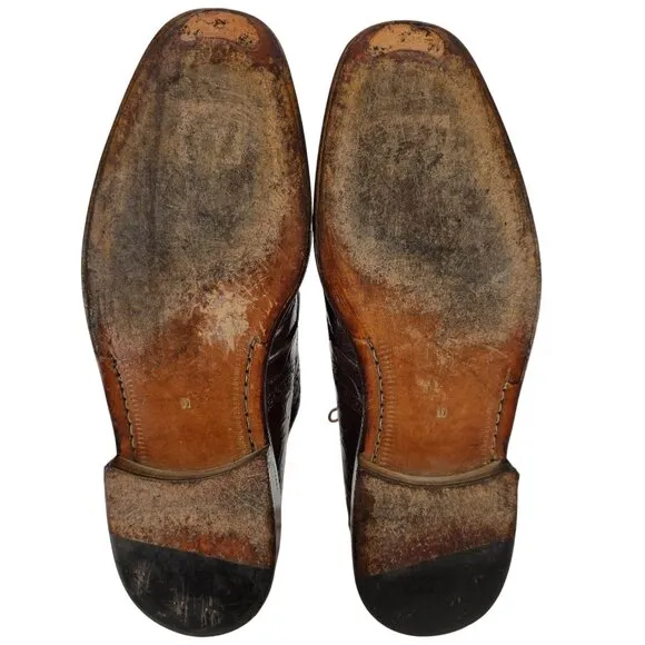 Mauri Italy Vintage Exotic Brown Alligator Dress Shoes Men 11 Cap-toe Oxfords 44