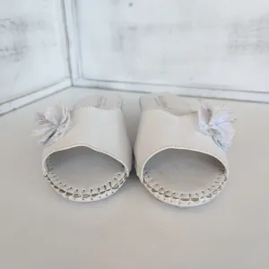 MaxMara White Mules with Delicate Bow