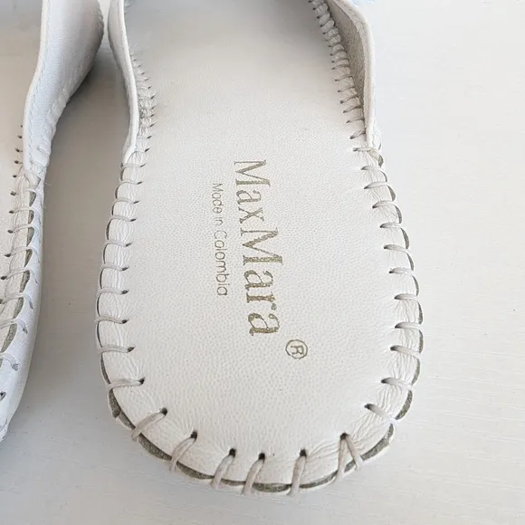 MaxMara White Mules with Delicate Bow