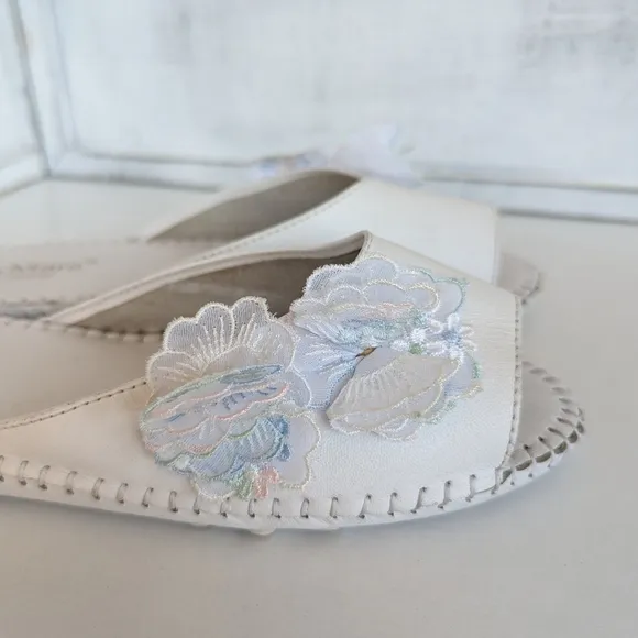 MaxMara White Mules with Delicate Bow