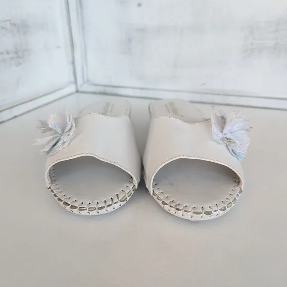 MaxMara White Mules with Delicate Bow