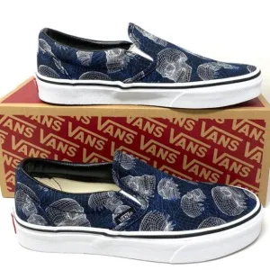 💖MEGA SALE💖VANS Men  VN0A33TB9IB Classic Slip On Wireframe Skull Black