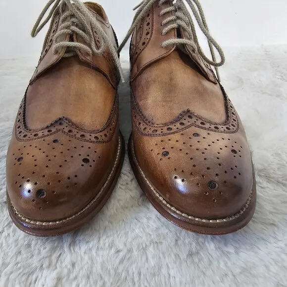 Melluso Tan Wingtip Oxfords Classic Preppy Leather Italian Brogues Unisex 40