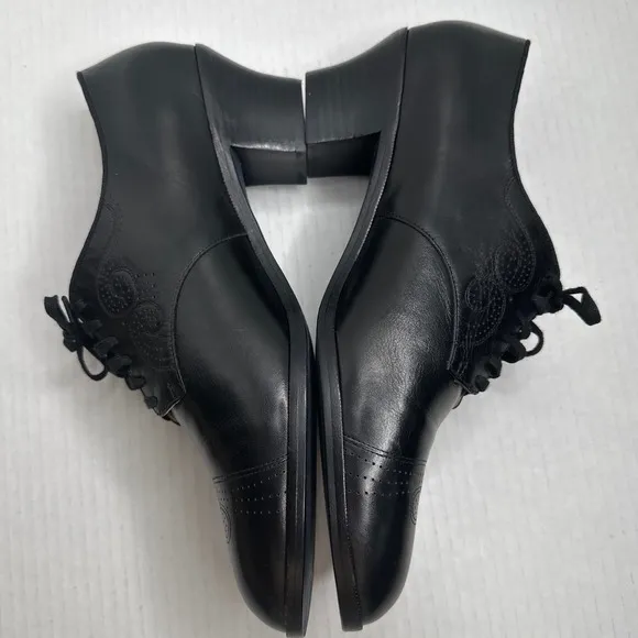 Memery CLASSIC 1930S OXFORDS BLACK LEATHER JULIETTE Size 10/41