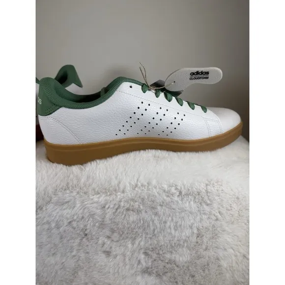 Men Adidas Advantage 2.0 Casual Tennis Shoes Size 10.5 White Green Gum IG9172