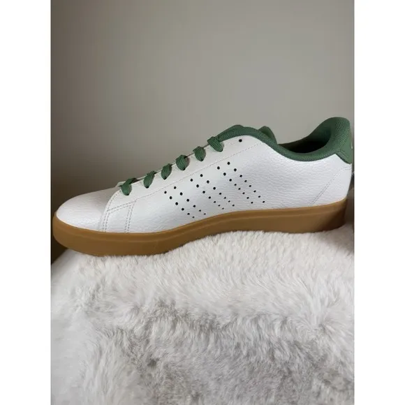 Men Adidas Advantage 2.0 Casual Tennis Shoes Size 10.5 White Green Gum IG9172