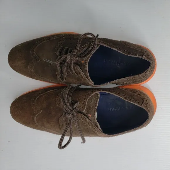 Men Cole Haan Lunargrand C11097 Wingtip‎ Oxfords 9 M Brown Suede Lace Up Shoes