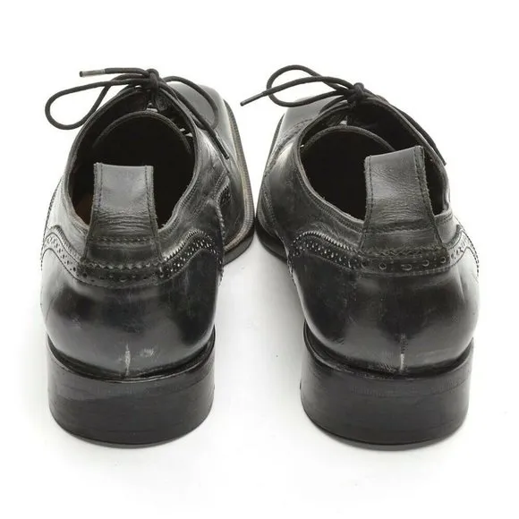 Men Dsquared2 Black Antiqued Wingtip Oxfords 46