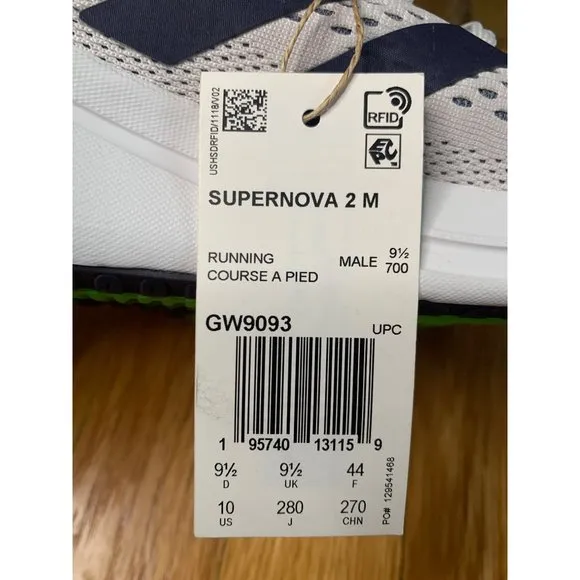 Mens 10 Adidas Supernova 2 “Dash Grey Solar Green” Athletic Running Shoes GW9093