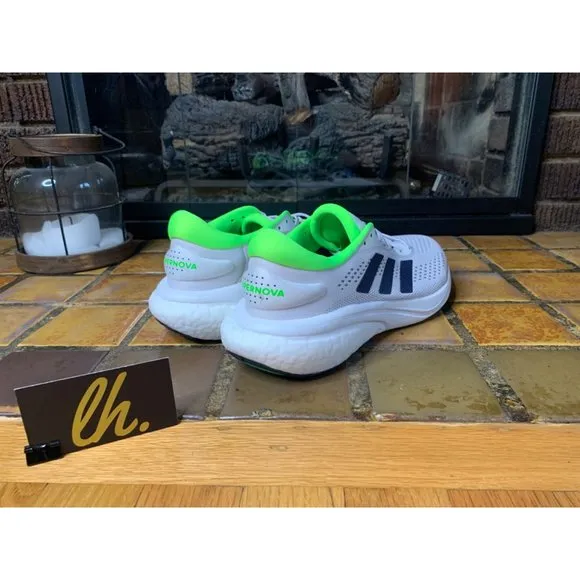 Mens 10 Adidas Supernova 2 “Dash Grey Solar Green” Athletic Running Shoes GW9093