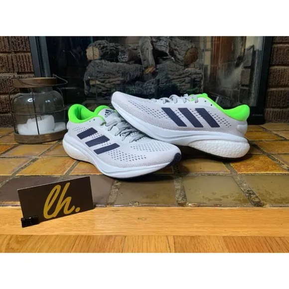 Mens 10 Adidas Supernova 2 “Dash Grey Solar Green” Athletic Running Shoes GW9093