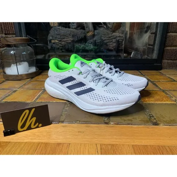Mens 10 Adidas Supernova 2 “Dash Grey Solar Green” Athletic Running Shoes GW9093
