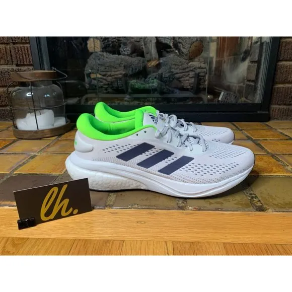 Mens 10 Adidas Supernova 2 “Dash Grey Solar Green” Athletic Running Shoes GW9093