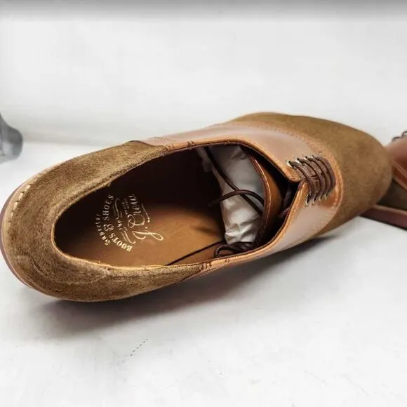 Men's 10 J Crew saddle shoes in leather and English suede oxfords Camel Tan
