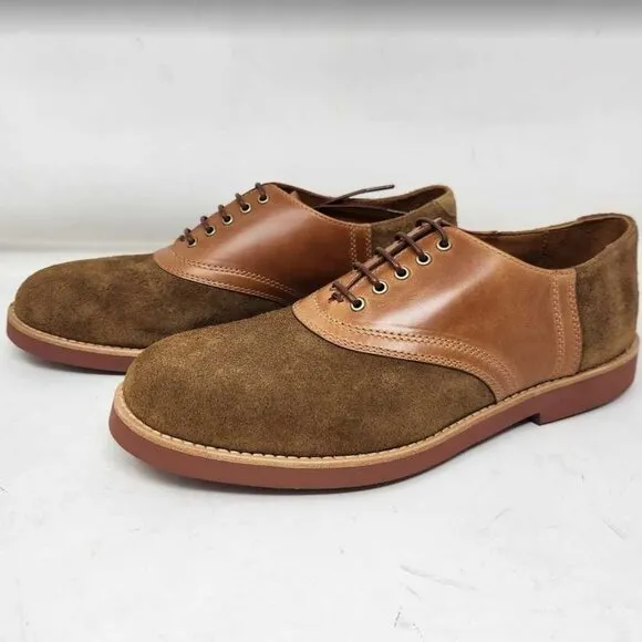 Men's 10 J Crew saddle shoes in leather and English suede oxfords Camel Tan