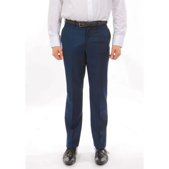 Men's 100% Wool Dress Pants Modern-Fit, Indigo