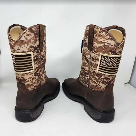 Men's 11.5 EE Ariat WorkHog Patriot western work camo flag cowboy boots Wide fit