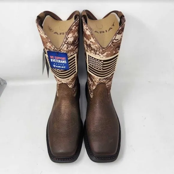 Men's 11.5 EE Ariat WorkHog Patriot western work camo flag cowboy boots Wide fit