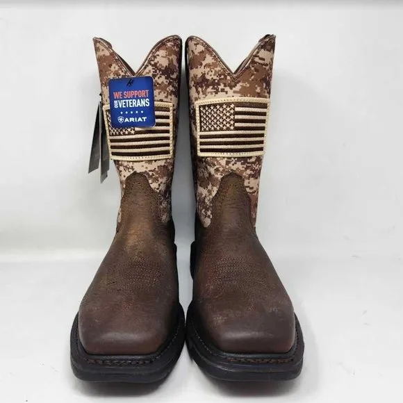 Men's 11.5 EE Ariat WorkHog Patriot western work camo flag cowboy boots Wide fit