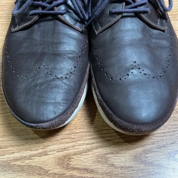 MENS 11.5 STOUT BROWN UGG CALI WING-TOE DERBY LEATHER LACEUP OXFORDS SHOES MN91