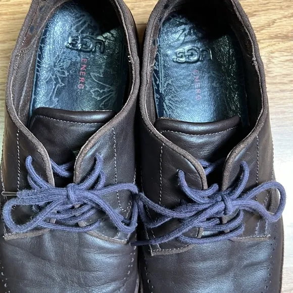 MENS 11.5 STOUT BROWN UGG CALI WING-TOE DERBY LEATHER LACEUP OXFORDS SHOES MN91