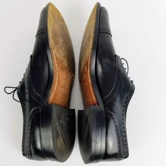 Mens 11AAA Allen Edmonds Sanford Leather Black Oxford Cap Toe Dress Shoes