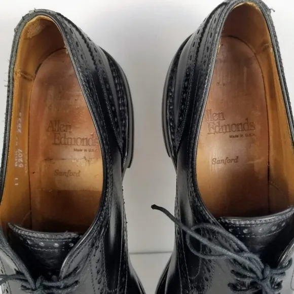 Mens 11AAA Allen Edmonds Sanford Leather Black Oxford Cap Toe Dress Shoes