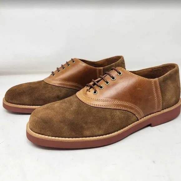 Men's 9.5 J Crew saddle shoes in leather and English suede oxfords Camel Tan