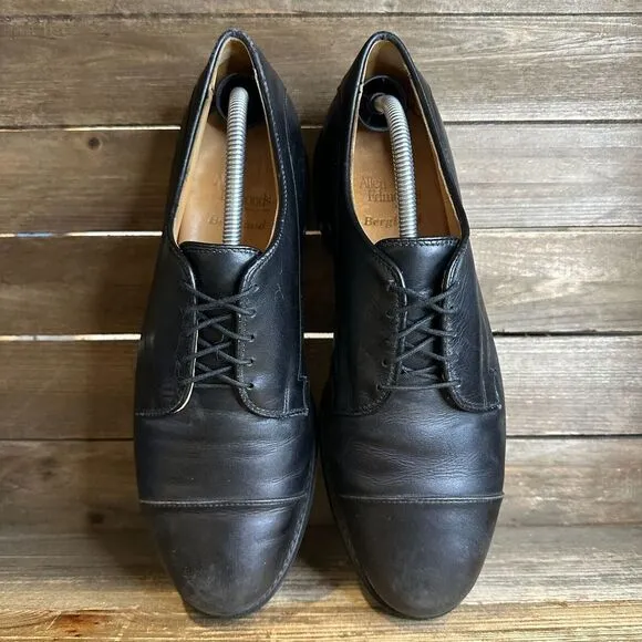 Mens Allen Edmonds Bergland Black Leather Cap Toe Dressy Oxfords Size 10.5 D GUC