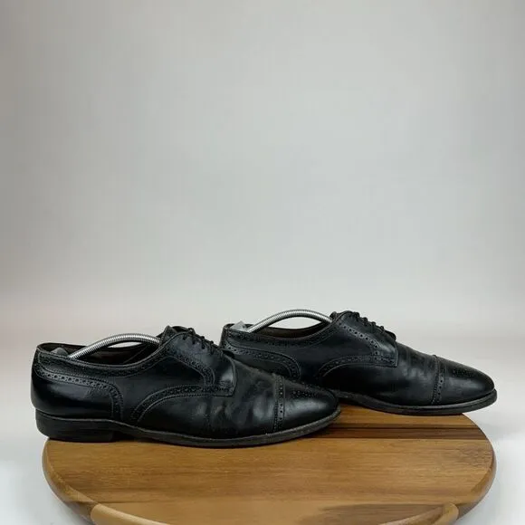 Mens Allen‎ Edmonds Sanford Black Leather Cap Toe Dressy Oxfords Size 12 D GUC