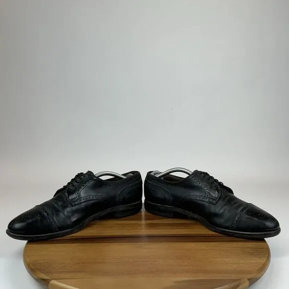 Mens Allen‎ Edmonds Sanford Black Leather Cap Toe Dressy Oxfords Size 12 D GUC