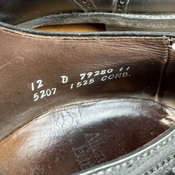 Mens Allen‎ Edmonds Sanford Black Leather Cap Toe Dressy Oxfords Size 12 D GUC