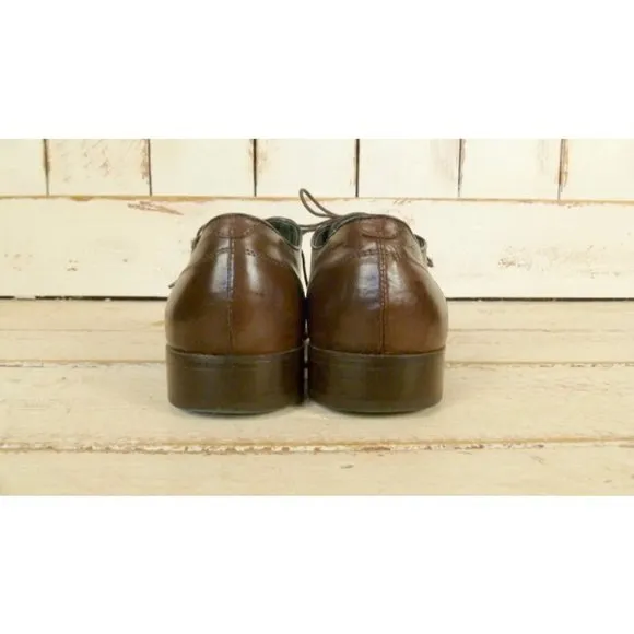 Mens bark brown leather crocodile embossed Stacy Adams oxford shoes/11.5