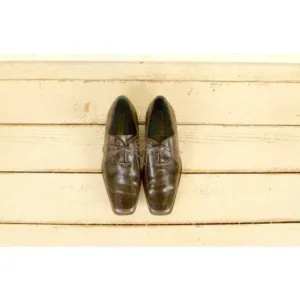 Mens bark brown leather crocodile embossed Stacy Adams oxford shoes/11.5