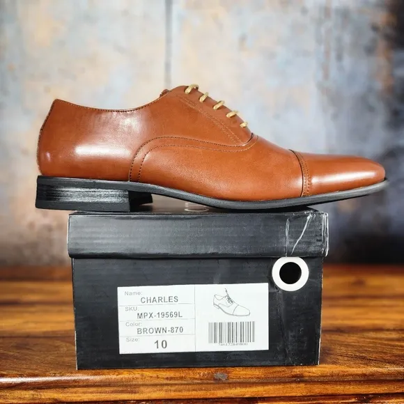 Men's Brown Cap Toe Oxfords Size 10