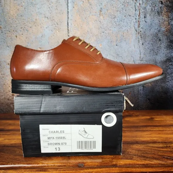 Men's Brown Cap Toe Oxfords Size 13