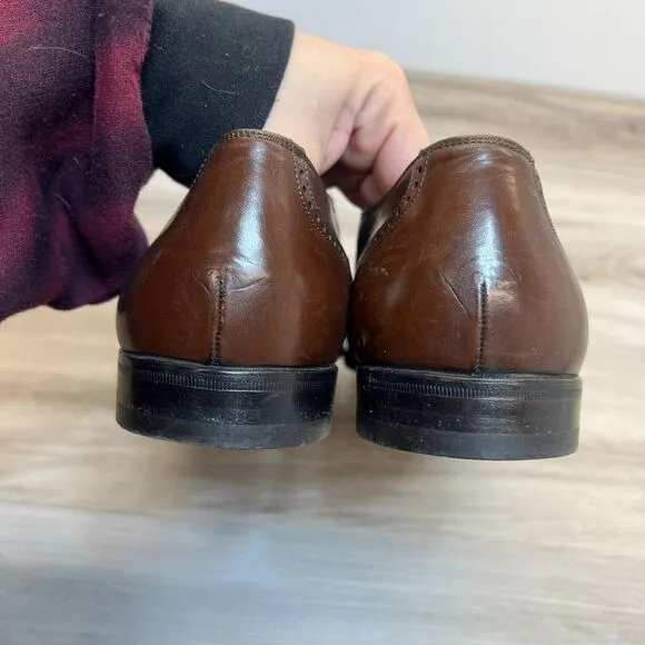 Mens Brown Size 8.5 D Woven Leather Cap Toe Oxfords Made in Italy Bally Lace Up
