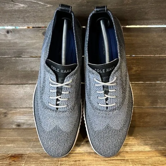 Mens Cole Haan 2.Zerogrand Gray Casual‎ Comfort Knit Wingtip Oxfords Size 12 M