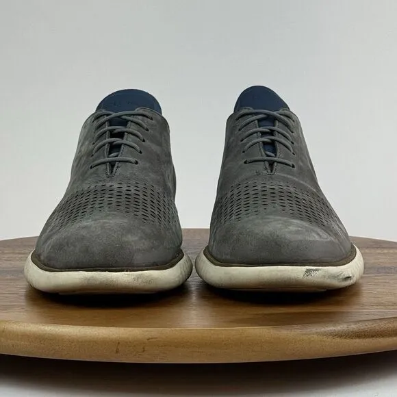 Mens Cole Haan 2.ZeroGrand Gray Laser Cut Leather Wingtip Oxfords Size‎ 10.5 M